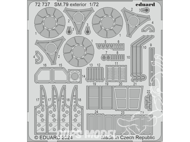 Eduard photodecoupe avion 72737 Extérieur SM.79 Italeri 1/72