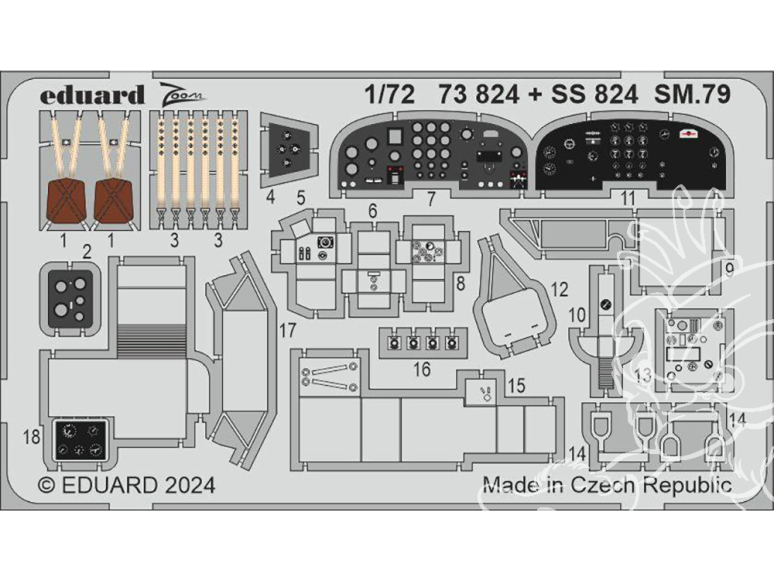 Eduard photodecoupe avion 73824 Intérieur SM.79 Italeri 1/72