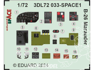Eduard Space décalques 3D 3DL72033 B-26 Marauder Hasegawa / Eduard 1/72