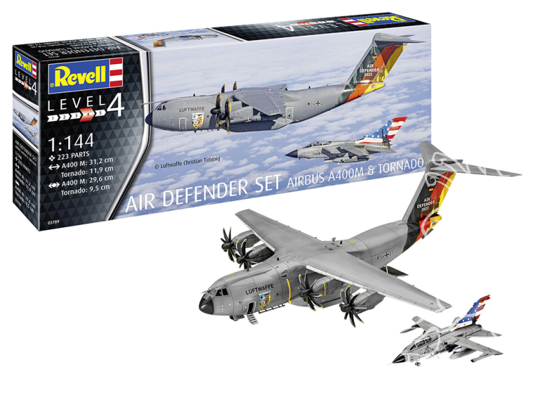 Revell maquette avion 03789 Air Defender Set Airbus A400M et Tornado 1/144