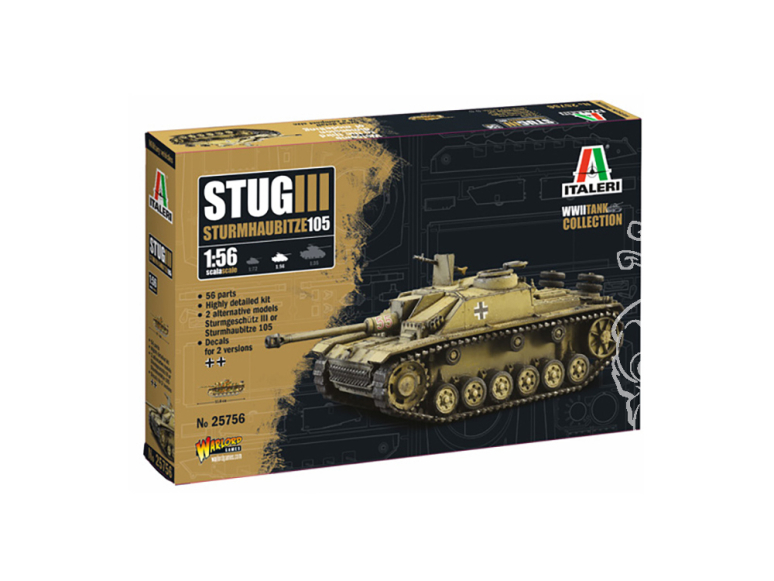 Italeri maquette militaire 25756 Stug III Sturmhaubitze 105 1/56 28mm