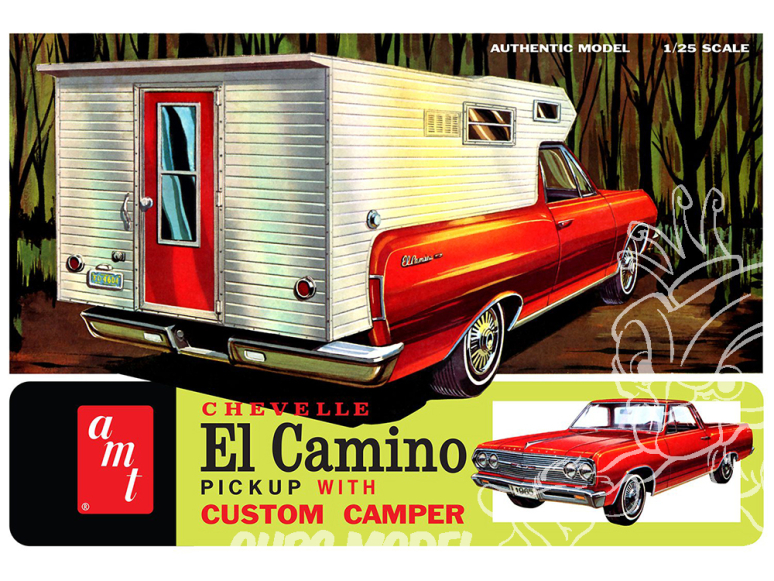 AMT maquette voiture 1364 CHEVY EL CAMINO AVEC CAMPER 1965 1/25