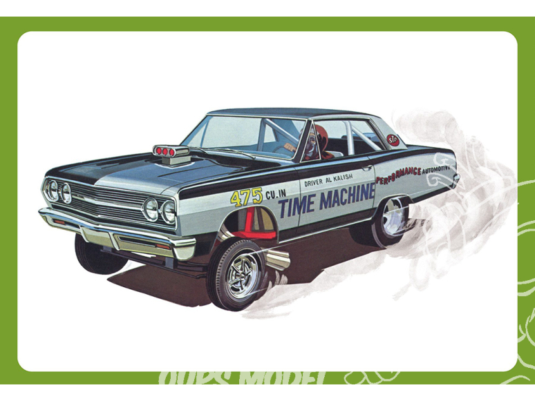 AMT maquette voiture 1302 CHEVY CHEVELLE AWB “TIME MACHINE” 1965 1/25