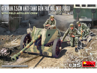 Mini Art maquette militaire 35400 CANON ANTICHAR ALLEMAND 7,5 CM PAK 40. AVEC L'ÉQUIPAGE D'ARTILLERIE 1/35