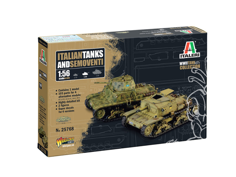 Italeri maquette militaire 25768 Chars et véhicules automoteurs italiens 1/56 28mm