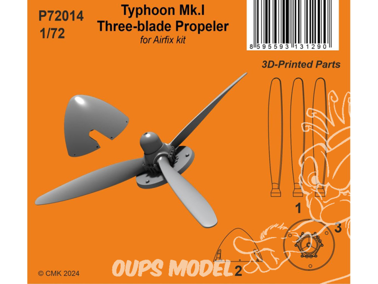 Special Hobby 3D Print militaire P72014 Hélice tripale Typhoon Mk.I pour kit Airfix 1/72