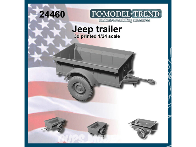 FC MODEL TREND maquette résine 24460 Remorque Jeep Bantam 1/24