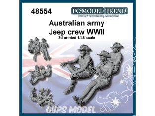 FC MODEL TREND figurine résine 48554 Equipage de Jeep Armée Australienne WWII 1/48