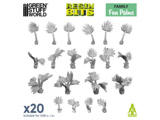Green Stuff 12670 Set imprimé en 3D - Palmiers 1/48