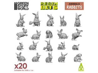 Green Stuff 12290 Set imprimé en 3D - Lapins 1/48