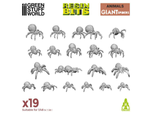Green Stuff 12297 Set imprimé en 3D - Grandes araignées 1/48