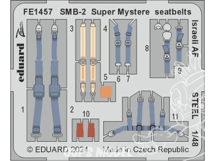 EDUARD photodecoupe avion FE1457 Harnais métal SMB-2 Super Mystere Israeli AF Special Hobby 1/48