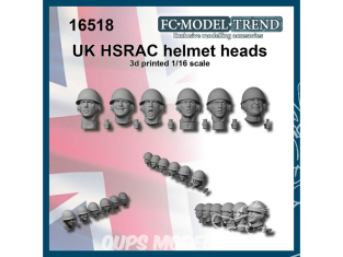 FC MODEL TREND accessoire résine 16518 Têtes avec casque HSRAC Britanniques 1/16