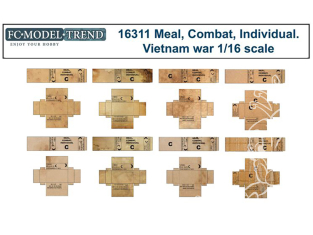 FC MODEL TREND accessoire papier 16311 Cartons de repas de combat indivuel Vietnam 1/16