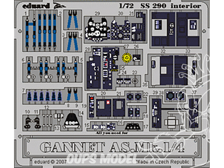 Eduard photodecoupe avion SS290 Zoom intérieur Gannet AS Mk.1/4 Trumpeter 1/72
