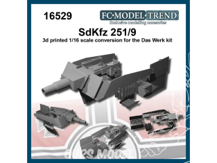 FC MODEL TREND accessoire résine 16529 Set de conversion Stummel Sd.Kfz 251/9 Das Werk 1/16