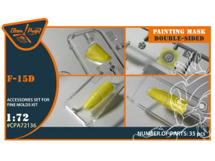 Clear Prop caches CPA72136 Masque à peindre F-15D sur "papier kabuki jaune" pour kits Finemolds 1/72