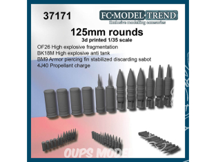 FC MODEL TREND accessoire résine 37171 Munitions rondes 125mm 1/35