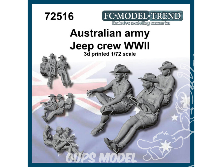 FC MODEL TREND figurines résine 72516 Equipage de Jeep australien WWII 1/72