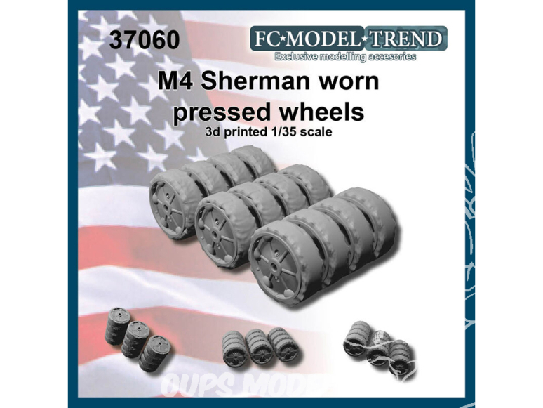 FC MODEL TREND accessoire militaire résine 37060 Roues pressées abimées M4 Sherman 1/35