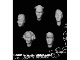 Rado miniatures figurines RDM35H08 Têtes avec casquettes Waffen-SS 1/35