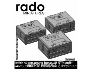 Rado miniatures accessoire RDM35S22 Boites de munitions Britanniques 40mm (correspond au Morris C9/B Thunder Model) 1/35