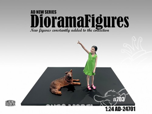 American Diorama figurine AD-24703 Diorama series - Figurine fille avec chien 1/24