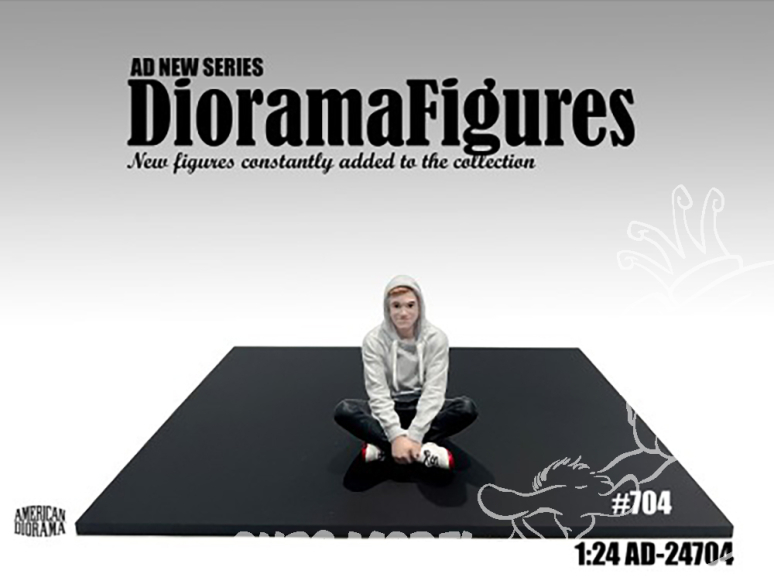 American Diorama figurine AD-24704 Diorama series - Figurine homme assis en tailleur 1/24