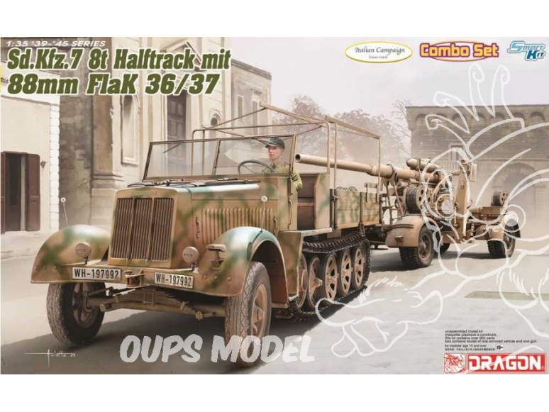 DRAGON maquette militaire 6971 Sd.Kfz.7 8(t) Late Production mit 88mm FlaK 36/37 Campagne d'Italie 1/35