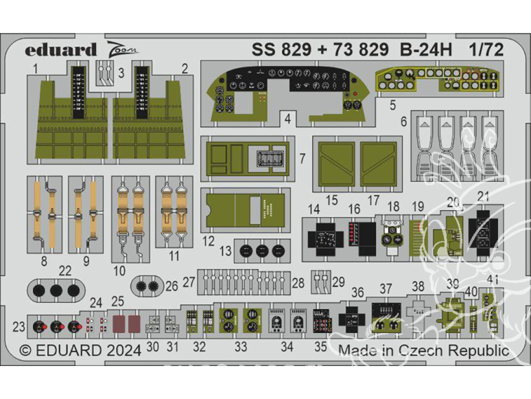 Eduard photodecoupe avion 73829 Cockpit & Moteurs B-24H Airfix 1/72