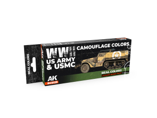 Ak interactive Real Colors Set RCS129 Couleurs de camouflage de l'armée américaine et de l'USMC de la Seconde Guerre mondiale