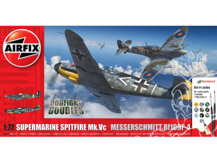 Airfix maquette A50194 Supermarine Spitfire Mk.Vc et Bf109F-4 Dogfight Double inclus peintures principale colle et pinceau 1/72