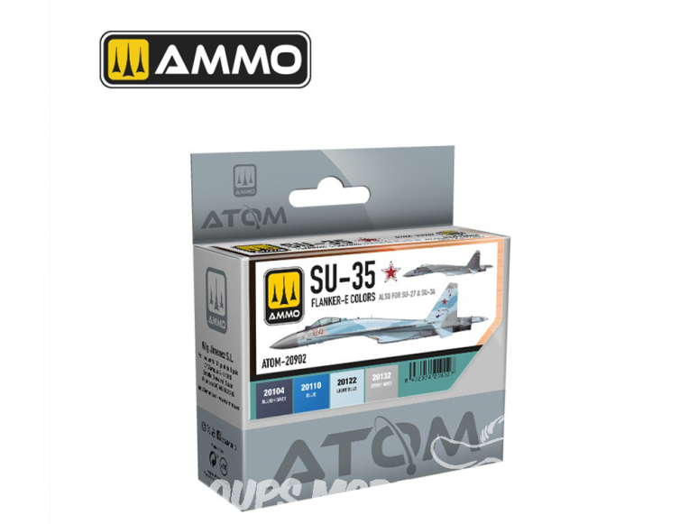 MIG peinture Atom 20902 Set peintures Sukhoi Su-35 Flanker-E également Su-27 & Su-34 4 x 20ml