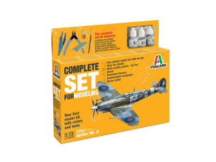 Italeri maquette avion modelset 72007 Set Spitfire Mk. IX inclus peintures principale colle accessoires et pinceau 1/72