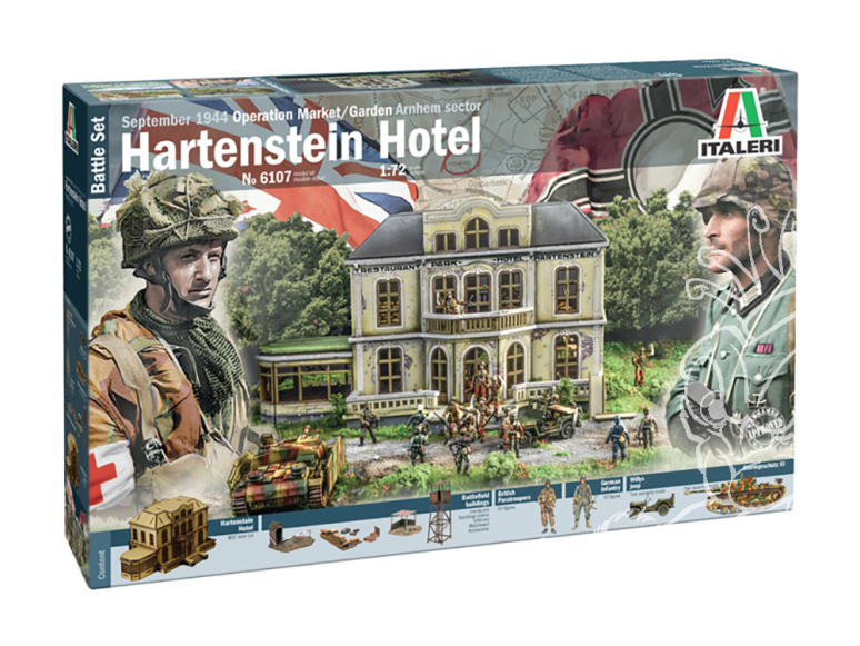 Italeri maquette 6107 Hartenstein Hotel 1944 Marché/Jardin BATTLE SET 1/72