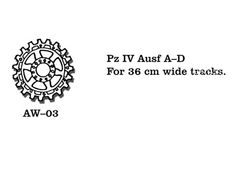 Friul Model AW-03 Roues métal Pz IV Ausf A-D pour chenilles 36cm 1/35