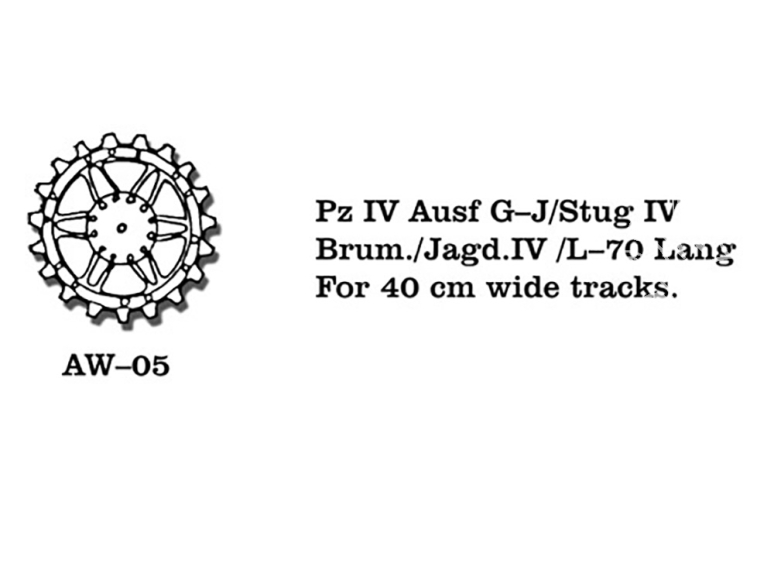 Friul Model AW-05 Roues métal Pz IV Ausf G-J / Stug IV / Brum. / Jagd. IV / L-70 Lang pour chenilles 40cm 1/35