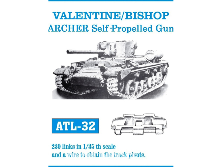 Friul Model ATL-032 Chenilles métal Valentine / Bishop / Archer Self-Propelled Gun 1/35