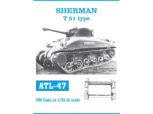 Friul Model ATL-047 Chenilles métal Sherman T51 Type 1/35