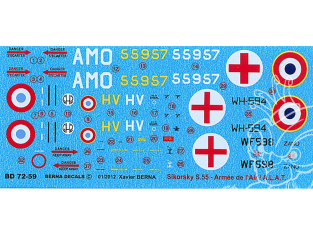 Decalques Berna decals BD72-59 SIKORSKY H-19 / S-55 1/72