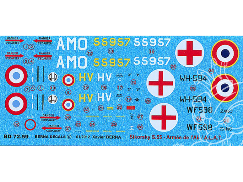 Decalques Berna decals BD72-59 SIKORSKY H-19 / S-55 1/72