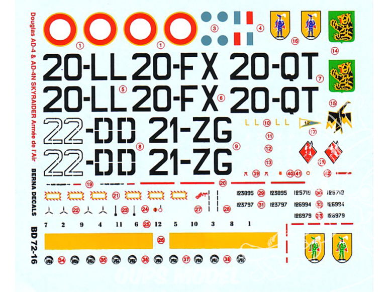 Decalques Berna decals BD72-16 Douglas AD-4 & AD-4N SKYRAIDER Armee de l Air 1/72