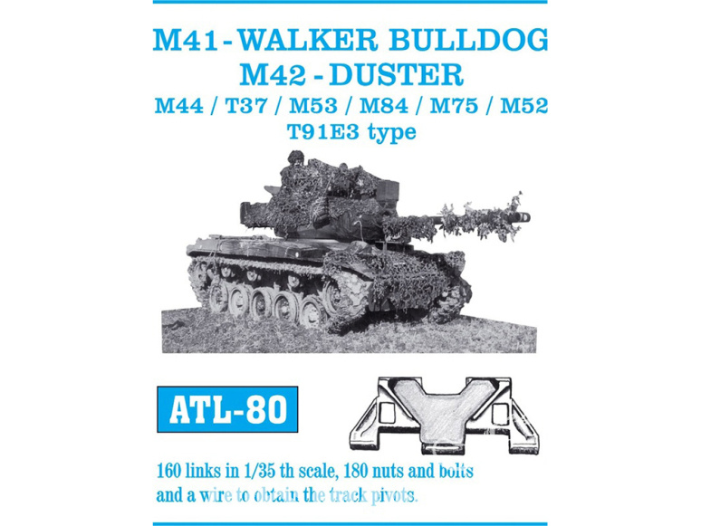 Friul Model ATL-080 Chenilles métal M41 - Walker Bulldog / M42 - Duster / M44 / T37 / M53 / M84 / M75 / M52 / T971E3 Type 1/35