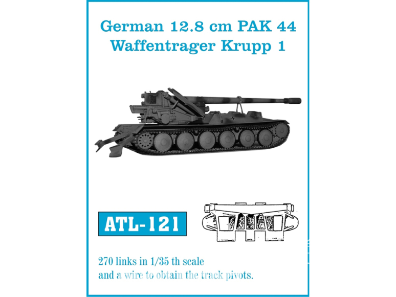 Friul Model ATL-121 Chenilles métal German 12.8cm PAK 44 Waffentrager Krupp 1 1/35