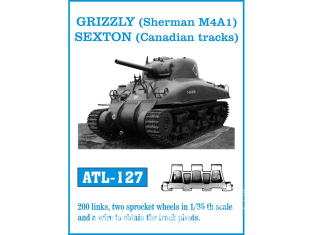 Friul Model ATL-127 Chenilles métal Grizzly (Sherman M4A1) Sexton (Canadian tracks) 1/35