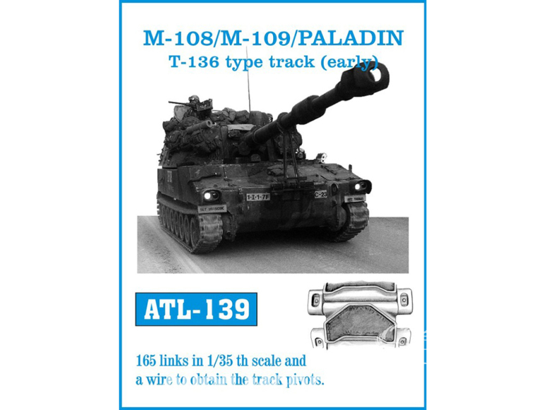 Friul Model ATL-139 Chenilles métal M-108 / M-109 / PALADIN T-136 Type track (early) 1/35