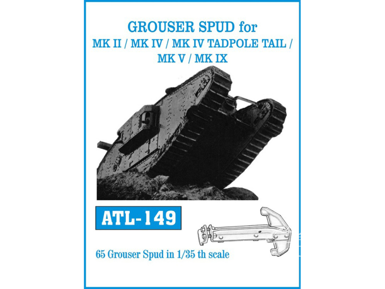 Friul Model ATL-149 Chenilles métal Grouser Spud pour Mark II / Mark IV / Mark IV Tadpole Tail / Mark V / Mark IX 1/35