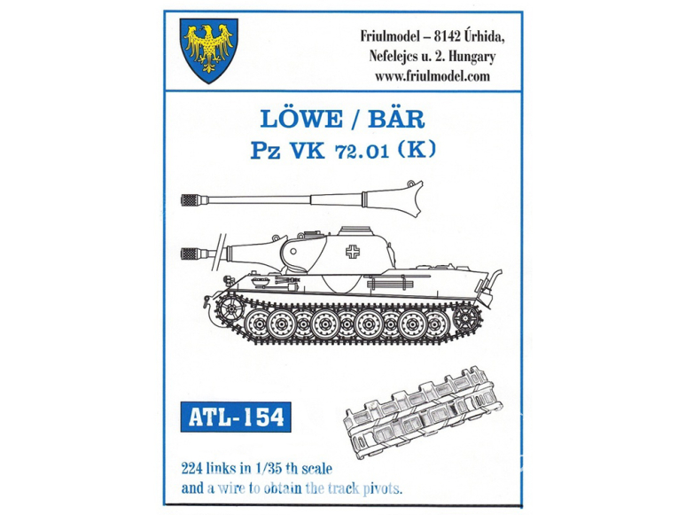 Friul Model ATL-154 Chenilles métal Löwe / Bär / Pz VK 72.01 (K) 1/35