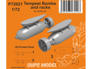 Special Hobby 3D Print militaire P72021 Bombes Pour Tempest (1000 lb) et supports 1/72