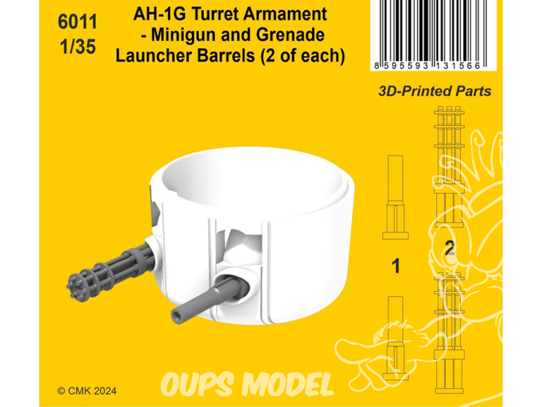 CMK kit resine 6011 Armement de la tourelle AH-1G Canons de minigun et de lance-grenades (2x2) 1/35